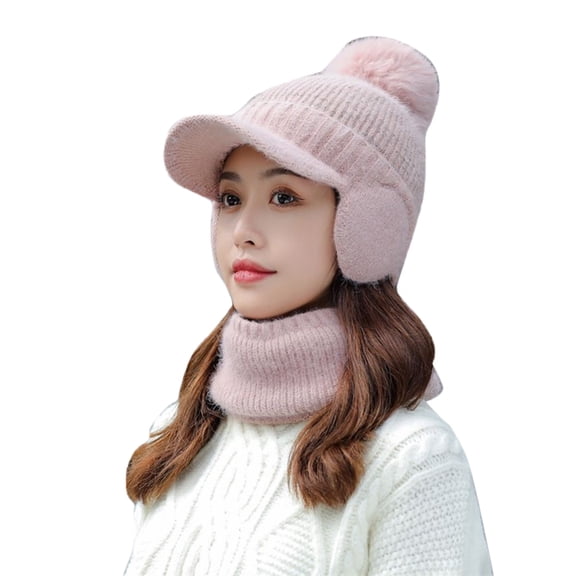 Hats Womens Earmuffs Add Flocking Thermal Cycling Warm Winter Knitting Scarf Hat