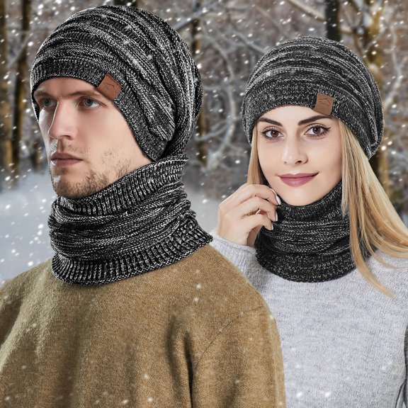 Hats for Adults Windproof Knit Hooded Coif Scarf Warm Style Men Women Winter Headwear Casual Everyday Wear