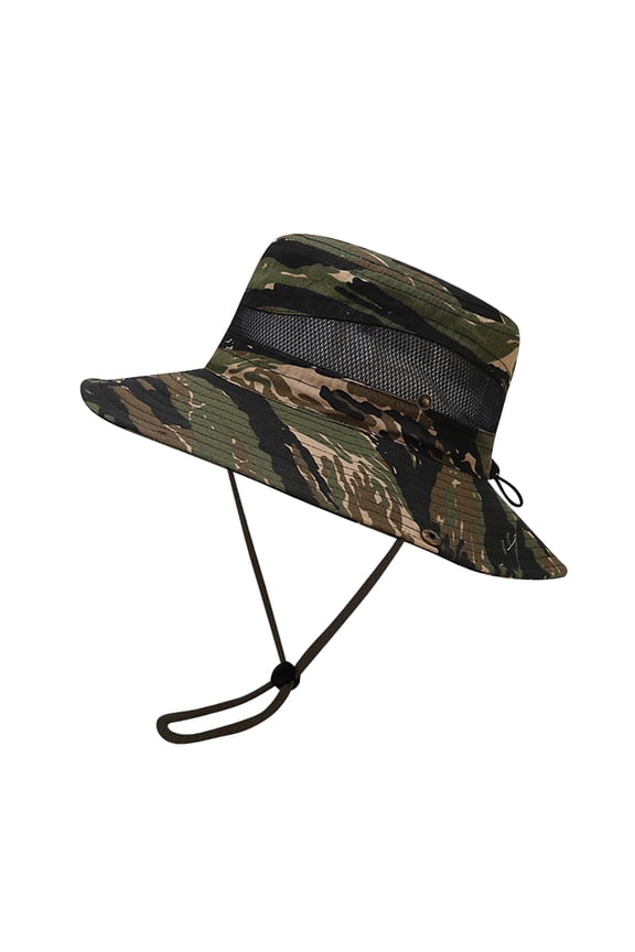 Hats for Men Camouflage Breathable Wide Brim Boonie Hat Outdoor Mesh Cap for Travel Fishing Winter Hats for Men Multicolor One Size Fashion Women Men