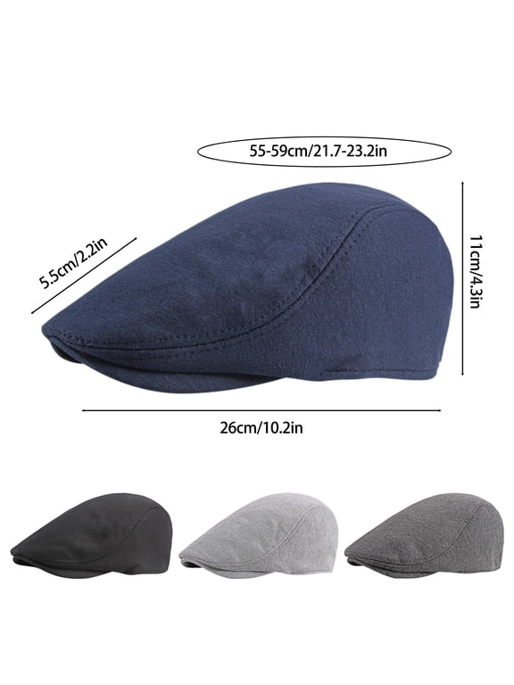 Hats for Men Cotton Newsboy Cap Soft Fit Cabbie Style Hat