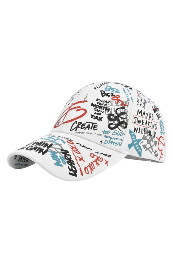 Hats for Men Regular Youth Retro Letters Colorful High Street Trucker Hat,Clear,One Size