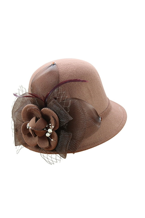 Hats for Women Autumn Winter Flowers Round Top Casual Fisherman'S Basin Cap Small Bowler Hats
