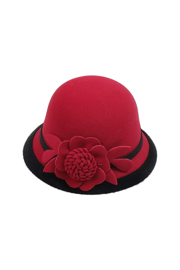 Hats for Women Autumn Winter Flowers Round Top Casual Fisherman'S Basin Cap Small Bowler Hats