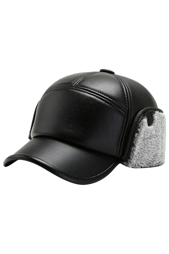 Hats for Women Baseball Cap Winter Thickening Warm Ear Hundred Casual Anti Cold Imitation Leather Hats