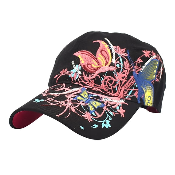 Hats for Women Butterfly Embroidery Duck Brim Baseball Cap Fashion Sun Visor For Women Street Style