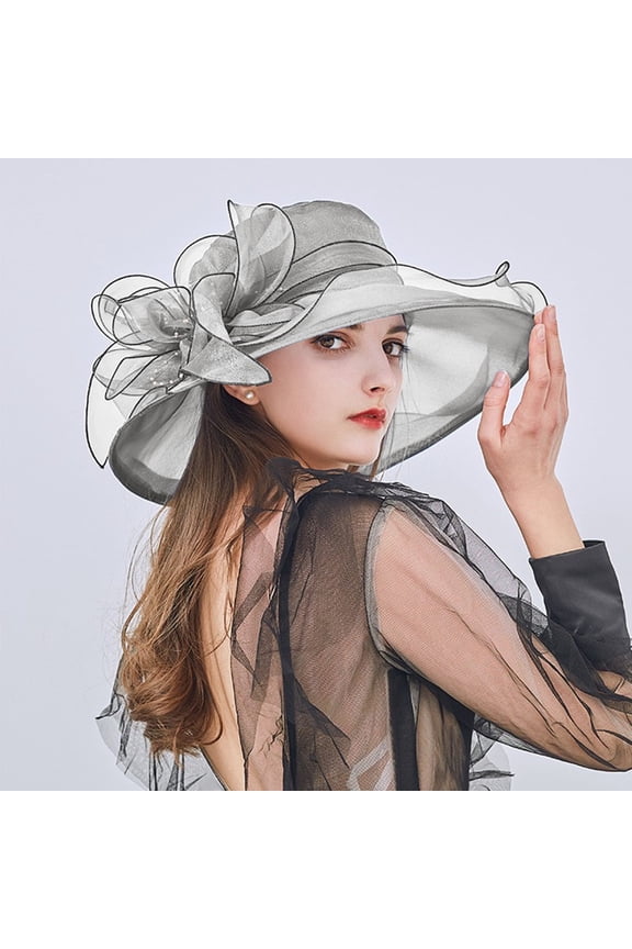 Hats for Women Church Derby Dress Fascinator Bridal Cap British Tea Party Wedding Hat Gray