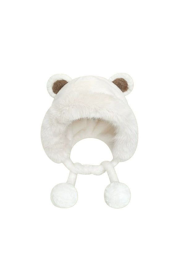 Hats for Women Cute Plush Cap With Ear Fuzzy Bear Hat Soft Warm Winter Hat Beanie for Girls Hats