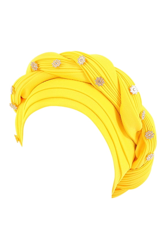 Hats for Women Fashion Beading Braid Hat Muslim Ruffle Cancer Wrap Cap Sleep Caps Satin Lined Hair Bonnets Hats