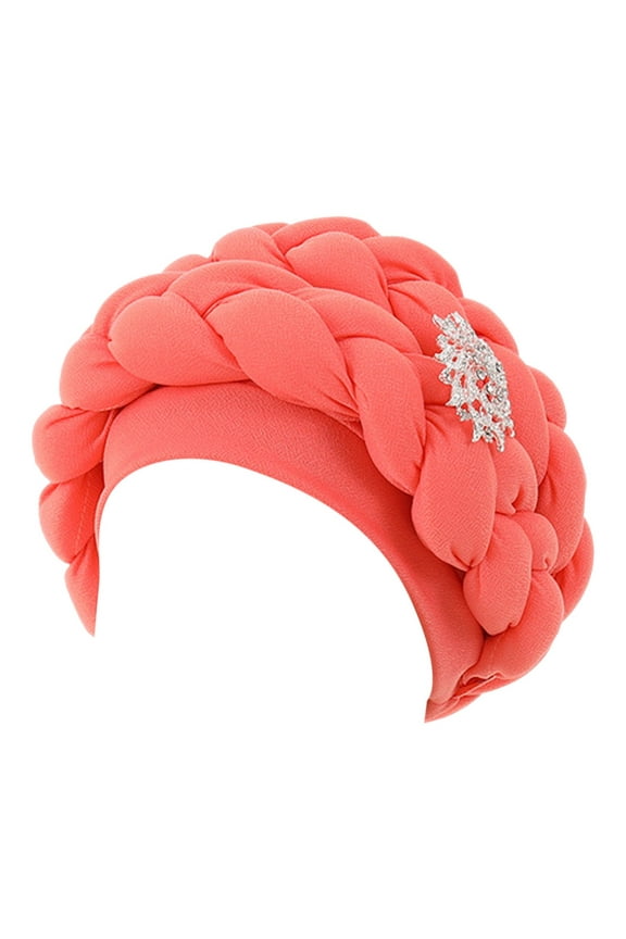 Hats for Women Fashion Beading Braid Hat Muslim Ruffle Cancer Wrap Cap Sleep Caps Satin Lined Hair Bonnets Hats