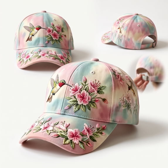 Hats for Women Garden Morning Floral Print Baseball Cap Retro Breathable Birds Cap Casual Sun Hat Adjustable Hat Outdoor Daily Wear
