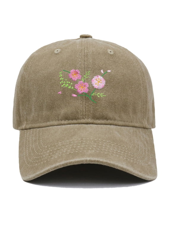 Hats for Women Hand Floral Embroidered Casual Outdoor Baseball Cap Daily Wear
