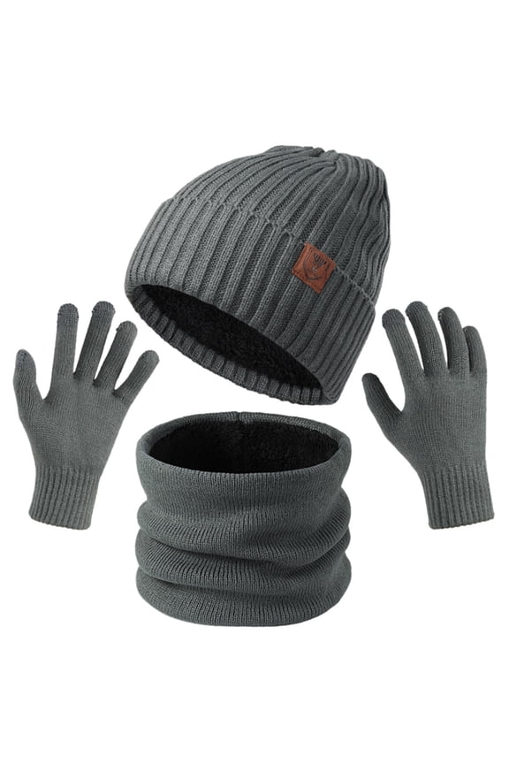 Hats for Women Hats for Men Women&Men Winter Warm Cute Wool Hat Scarf Gloves Slouchy Three Pieces Winter Snow Knit Cap Screen Mittens Scarves Sets
