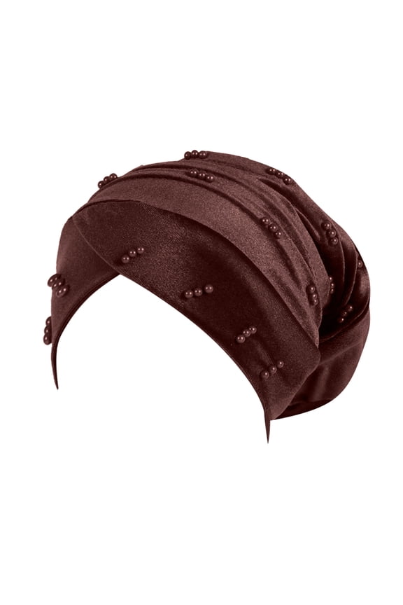 Hats for Women Large Elastic Solid Comfortable Flat Hat Pearl Cap Nail Bead Pile Cap Hats