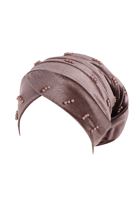 Hats for Women Large Elastic Solid Comfortable Flat Hat Pearl Cap Nail Bead Pile Cap Hats