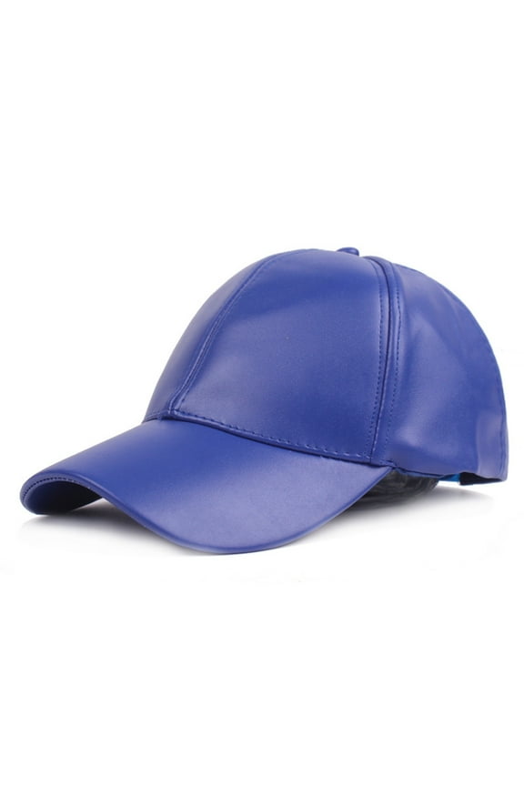 Hats for Women Leather Baseball Cap Adjustable Leather Peaked Cap