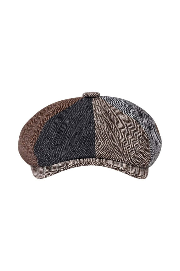 Hats for Women Men Cap British Patchwork Style Great Stitching Fall Winter Cabbie Beret Cap Hats