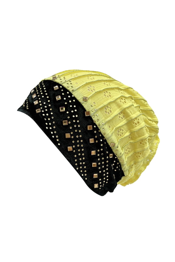 Hats for Women Retro Diamond Graphic Cut Out Patchwork Hood Caps