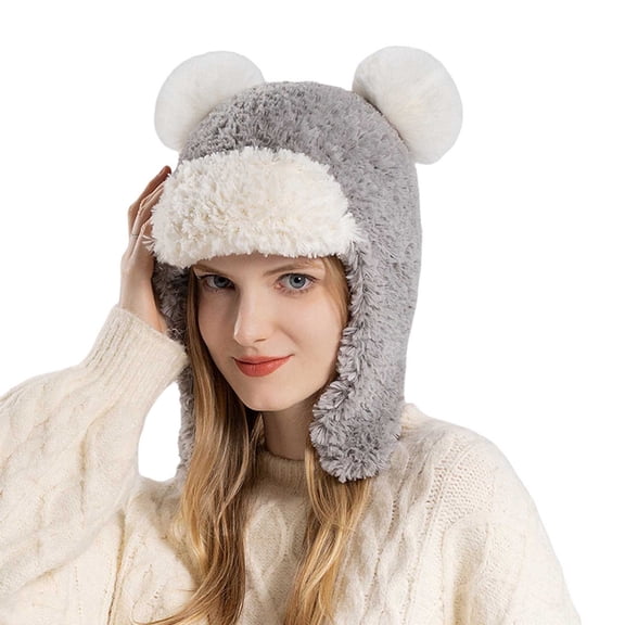 Hats for Women Skiing Windproof Cozy Warm Cap Stretchy Casual Soft Comfortable Trendy Pompom Beanie Hat