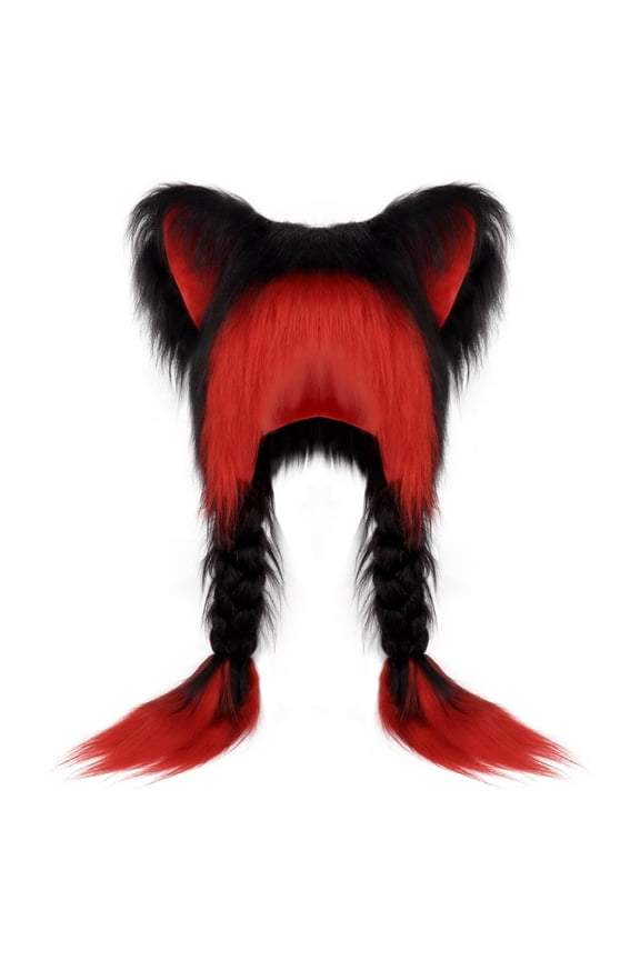 Hats for Women Soft Furry Animal Ear Hat With Braids Cute Plush Hat Winter Warm Earmuffs Head Cosplay Accessory Hats