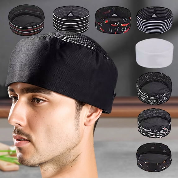Hats for Women Unisex Adjustable Chef Hat Waiter Cap Catering Service Headwear Blue One Size
