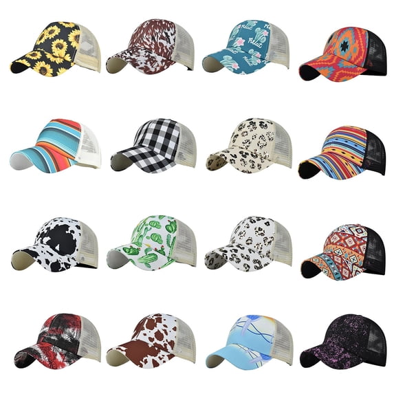 Hats for Women Unisex Ponytail Breathable Mesh Quick Dry Baseball Cap L One Size
