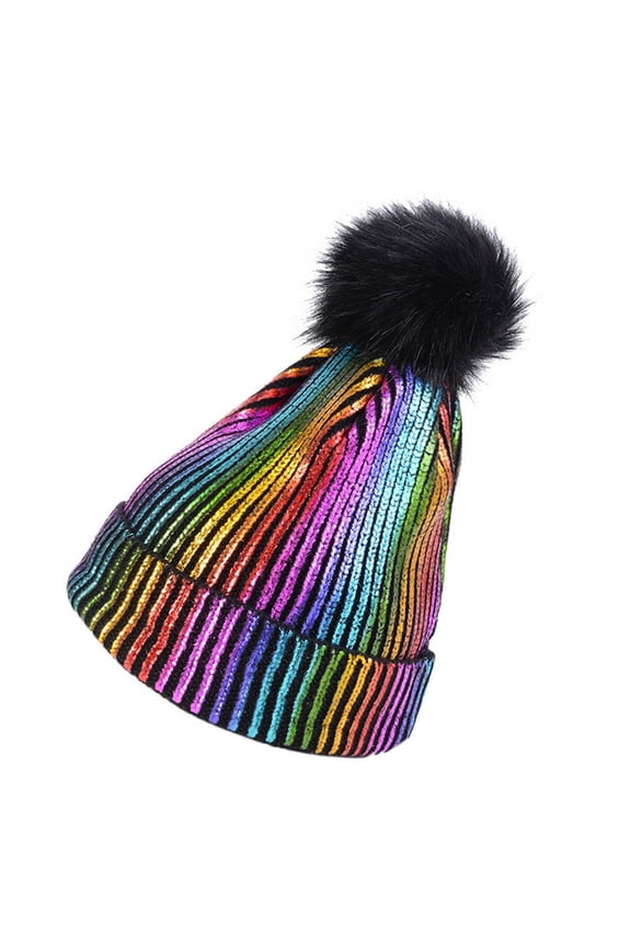 Hats for Women Unisex Solid Hot Stamping Pinstrip Knit Hat Warm Fashion Cotton Hats