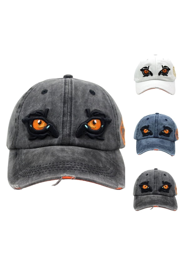 Hats for Women Unisex Washed Distressed Eagle Eye Embroidered Baseball Cap Black One Size