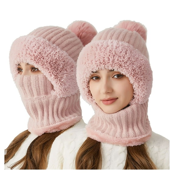 Winter Cycling Windproof Warm Knit Beanie Plain Outdoor Thermal Hat for Women Classic Cold Weather Headwear for Daily Use