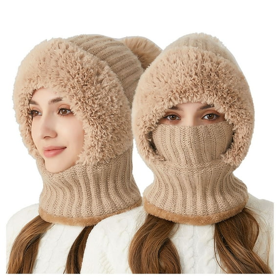 Winter Cycling Windproof Warm Knit Beanie Plain Outdoor Thermal Hat for Women Classic Cold Weather Headwear for Daily Use