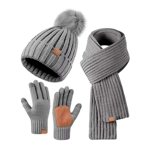 Hats for Women Winter Hat Warm Winter Knitted Wool Plus Velvet Padded Gloves Hats And Scarves
