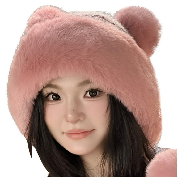 Hats for Women Winter Hat Womens Winter Pompom Hat Knit Earflap Hat Warm Hat Cap Outdoor Ski Cap