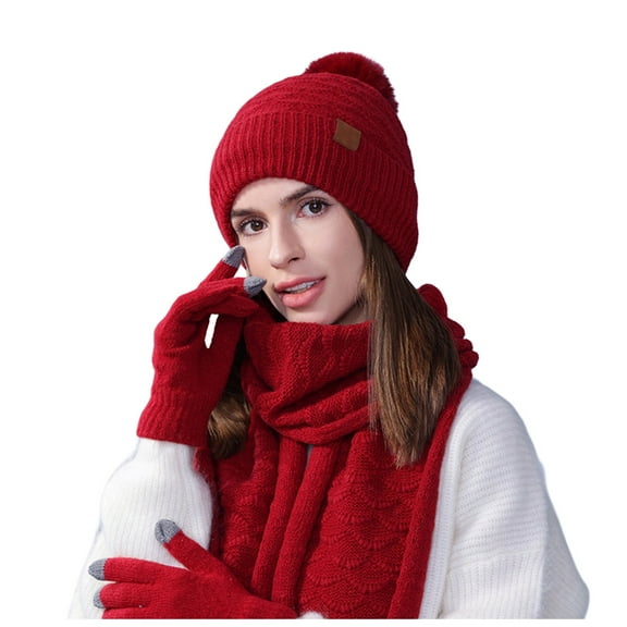 Hats for Women Winter Hats for Men Hat Scarf And Glove Set Fashionable Outdoor Baby Warm Three Piece Set