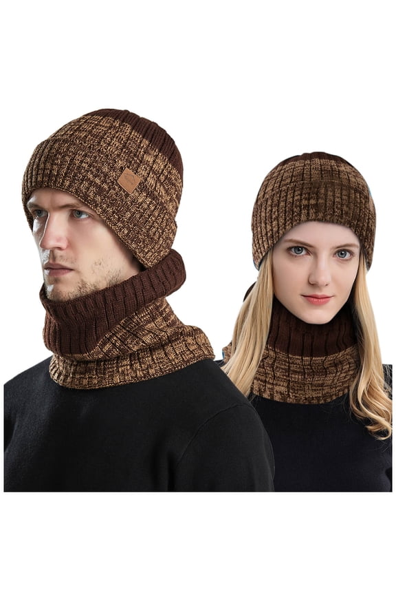 Mens Womens Hats Beanie Hats for Women Men's and Women's Winter Knitted Windproof Hood Scarf Coif Winter Knit Hat Warm Hats for Adult