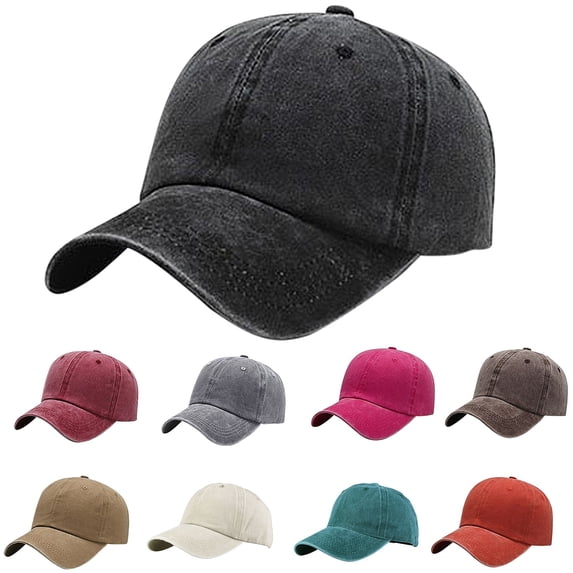 Hats for Women Women Casual Washed Cotton Solid Plain Baseball Cap Black M