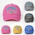 thumbnail image 1 of Hats for Women Women Embroidered Washed Detroit Adjustable Outdoor Casual Baseball Cap Blue One Size, 1 of 4