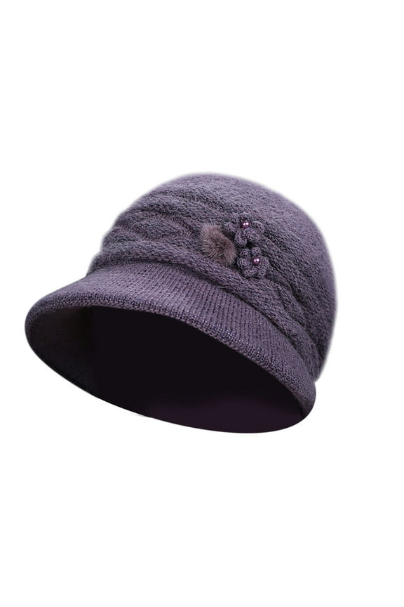 Hats for Women Woolen Knitted Warm Basin Hat Padded Cotton Hats