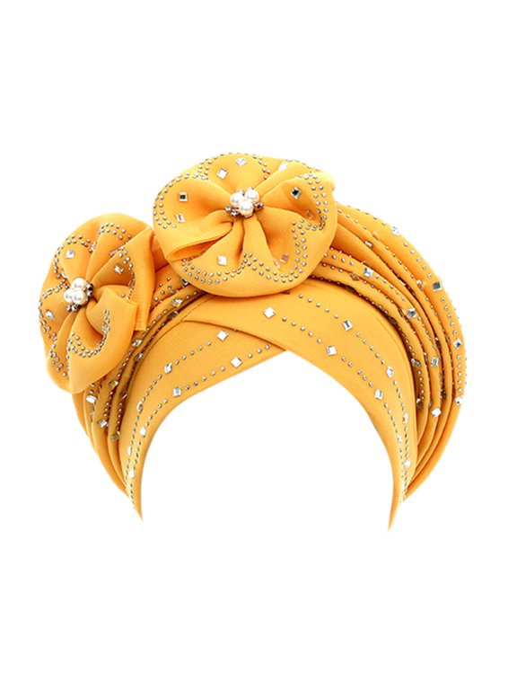 Hats for women Beaded Ruffle Wrap Cap Satin Lined Sleep Cancer Headwear