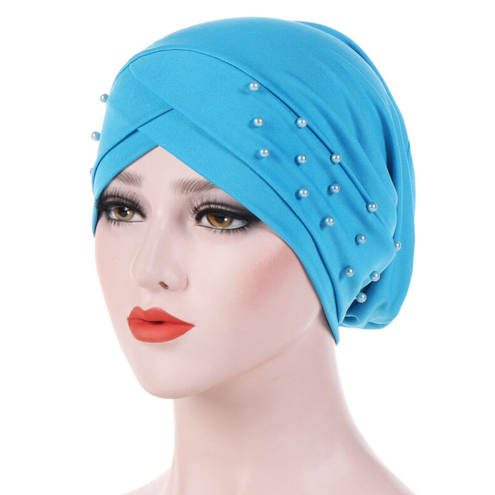 Hats for women Women Indian Stretchable Beading Turban Hat Head Wrap