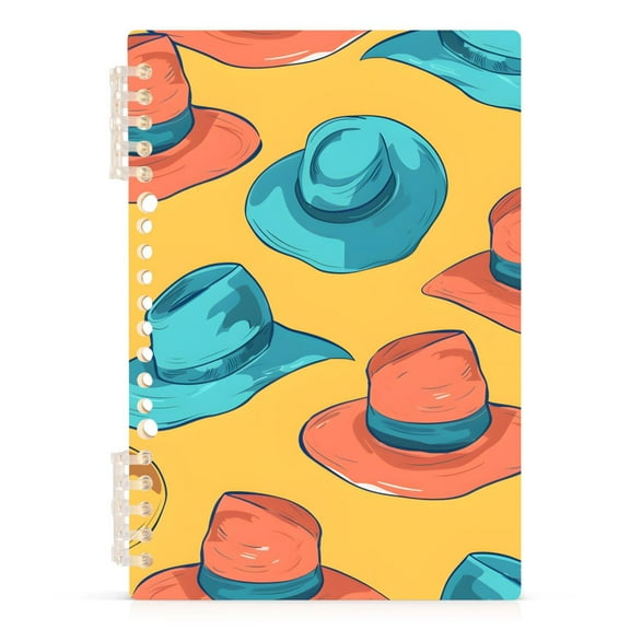 Hats on Yellow Spiral Journal Notebook College Ruled Notebook 8.3" x 5.7" A5 Lined Thick Paper Page