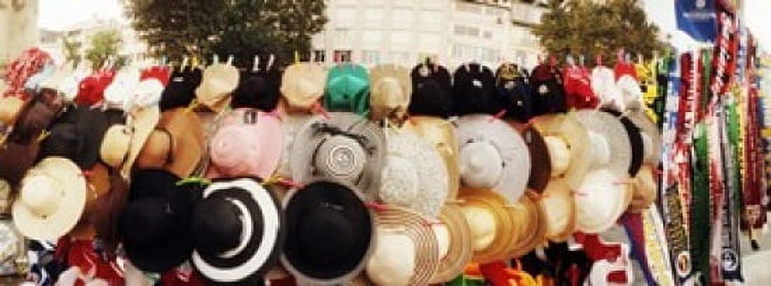 Hats on display for sale on the street Istanbul Turkey Canvas Art - Panoramic Images (30 x 12)