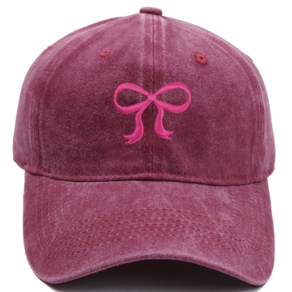 Hats with Ponytail Holes for Woman, Womens Washed Distressed Baseball Cap by Awwp Wine