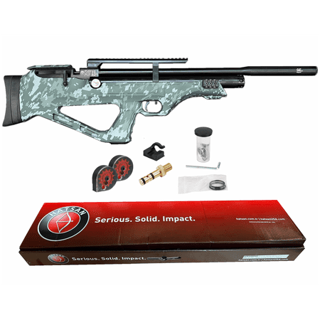 Hatsan FlashPup QE Limited Edition .25 Cal 900 FPS 40 FPE PCP Digital Green Camo Air Rifle with Wearable4U Paper Targets and 150x .25cal Pellets Bundle