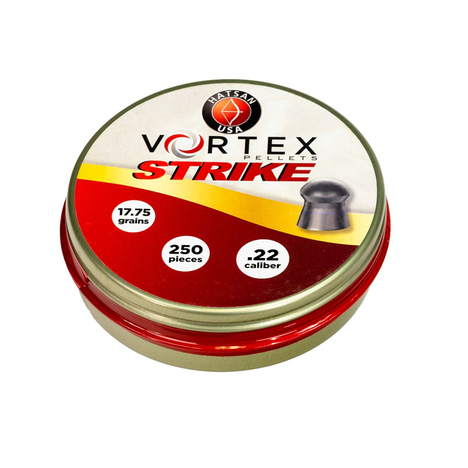 Hatsan Vortex Strike Lead Pellets for Airguns -  .22 Caliber - 250 Pellets per Tin