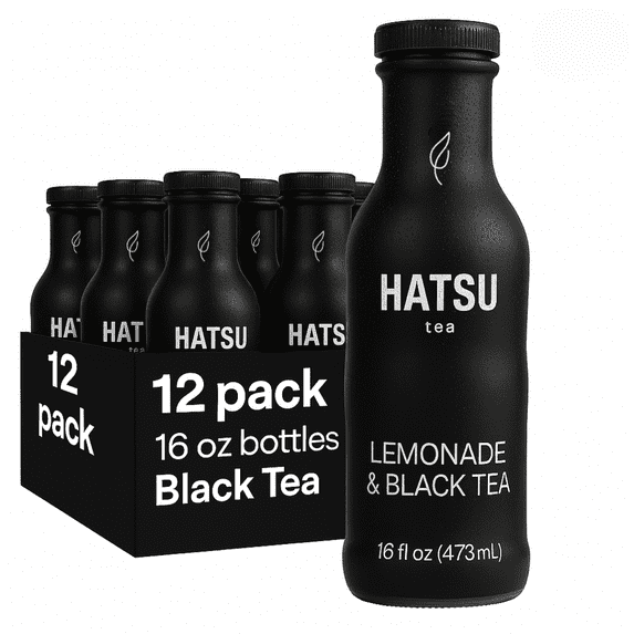 Hatsu Black Tea Lemonade and Black Tea Flavored White Tea Bundle, 12 Bottles