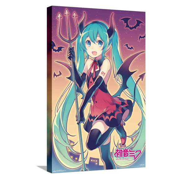 Hatsune Miku - Bats Canvas Wall Poster, 14.725" x 22.375"
