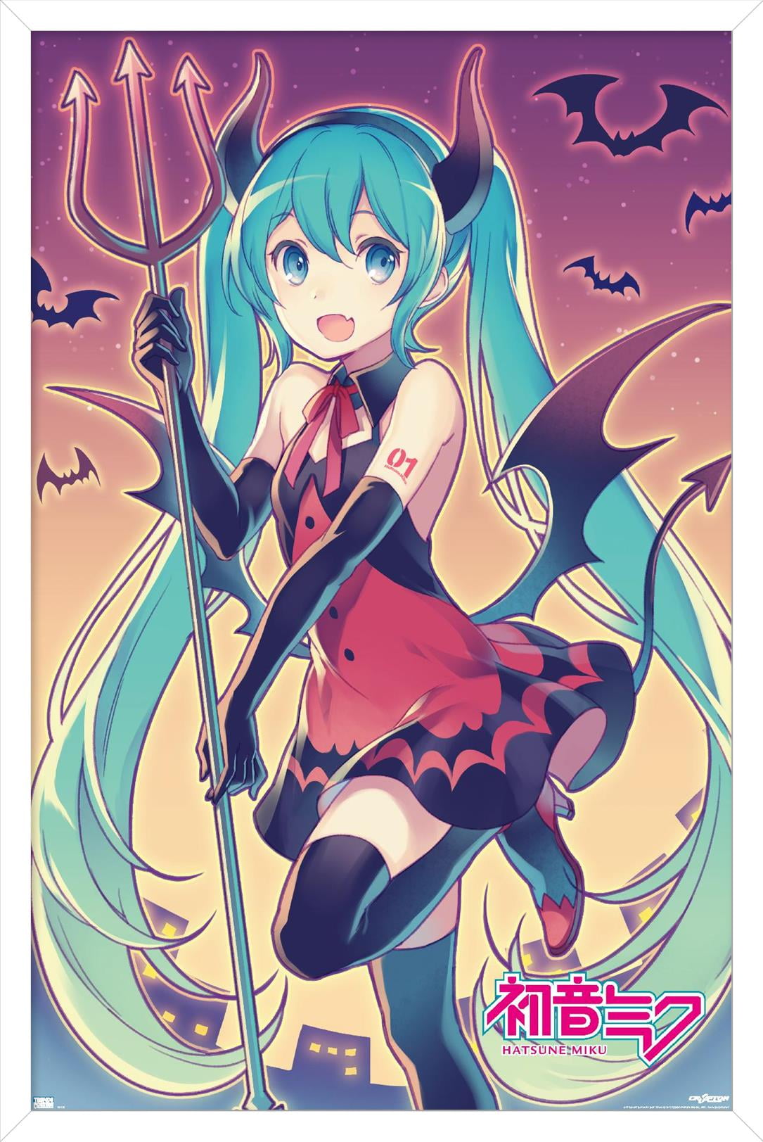 Hatsune Miku - Bats Wall Poster, 14.725" x 22.375" Framed