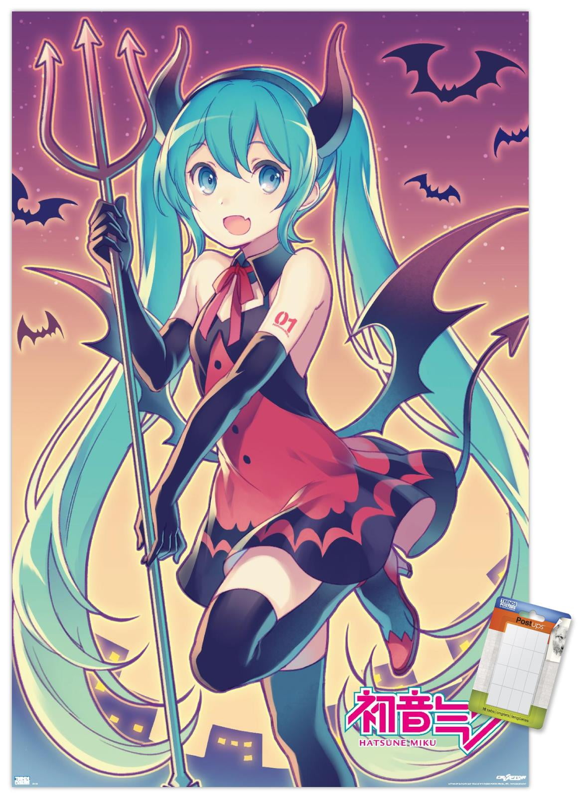 Hatsune Miku - Bats Wall Poster, 14.725" x 22.375"