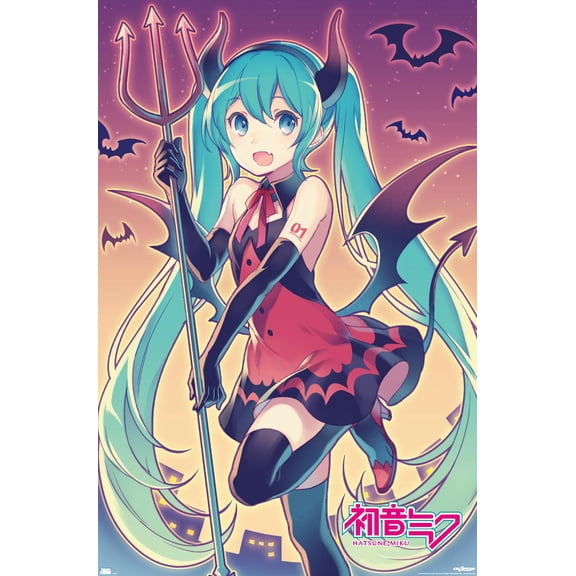 Hatsune Miku - Bats Wall Poster, 14.725" x 22.375"