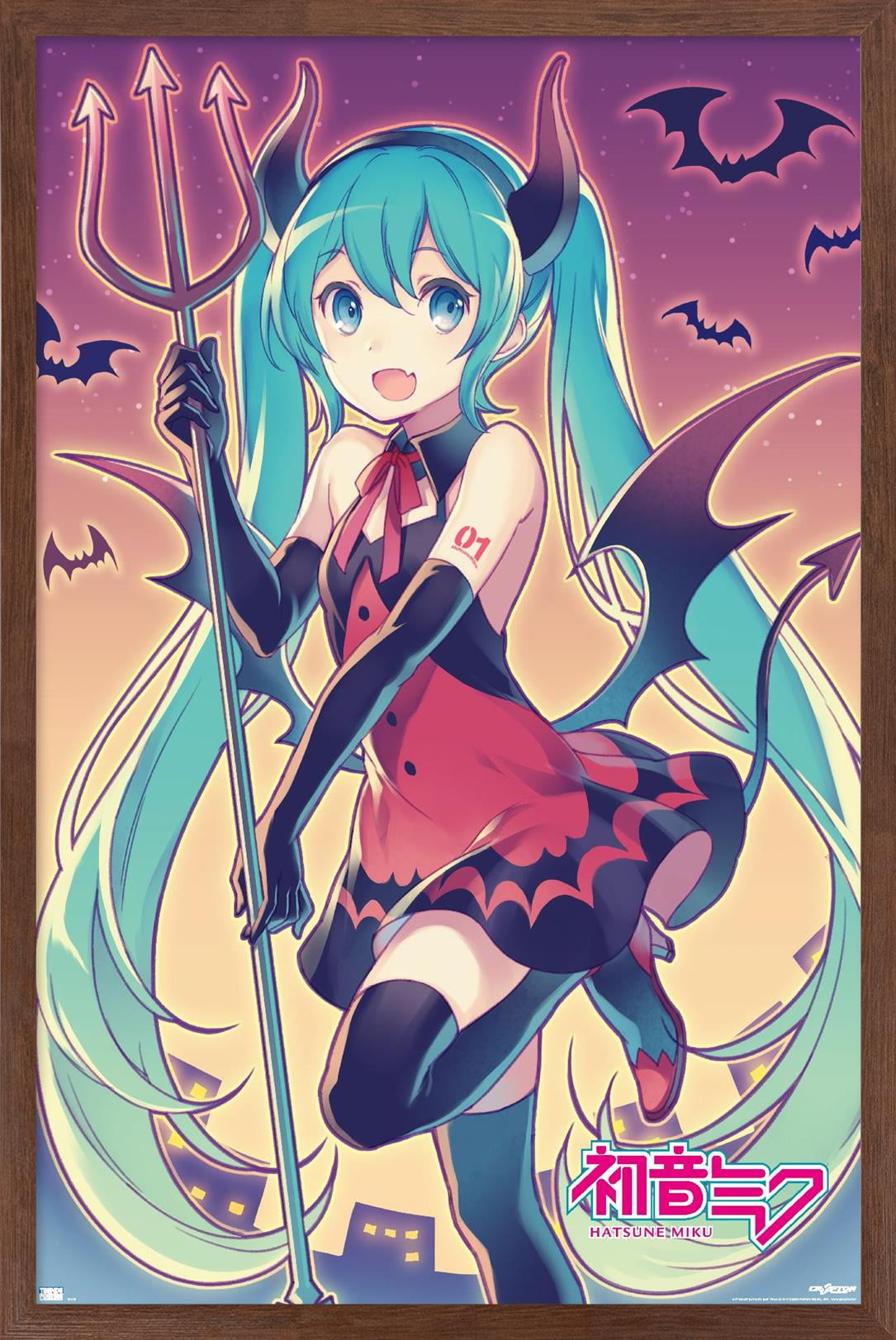 Hatsune Miku - Bats Wall Poster, 22.375" x 34" Framed