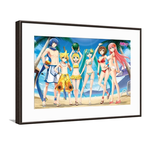 Hatsune Miku - Beach Party Canvas Wall Poster, 14.725" x 22.375"